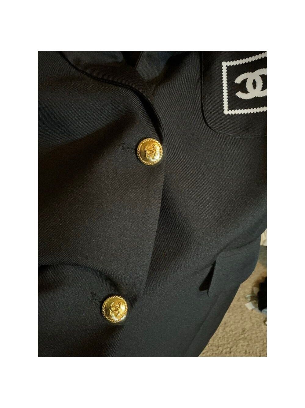 Chanel Blazer CC Crest Buttons Logo Patch Jacket Medium - Picture 7 of 16